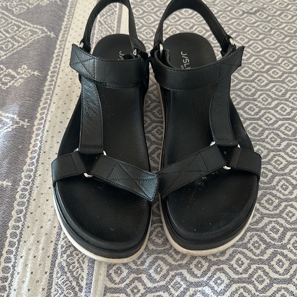 J/Slides Women's Blakely Platform Sandals Black White - Picture 4 of 10